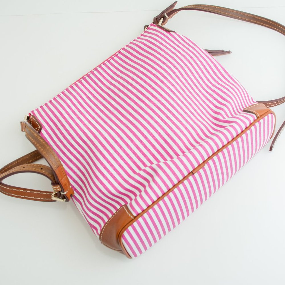 Dooney & Bourke Pink and White Vertical Stripe Crossbody Bag - Picture 3 of 13